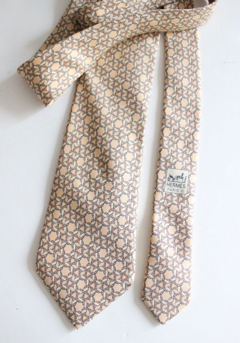 Hermes Paris Yellow Silk Men's Tie (1 of 2)