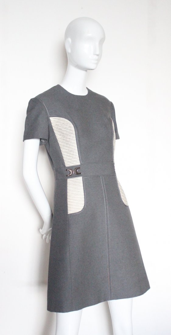 Louis Feraud Paris New York Gray Wool Mod Dress, 1960's (1 of 4)
