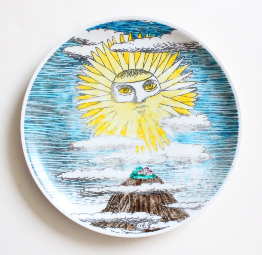Fornasetti 12 Mesi 12 Soli Hand Painted Plate,: Fornasetti 12 Mesi 12 Soli Hand Painted Plate, c.1950's
