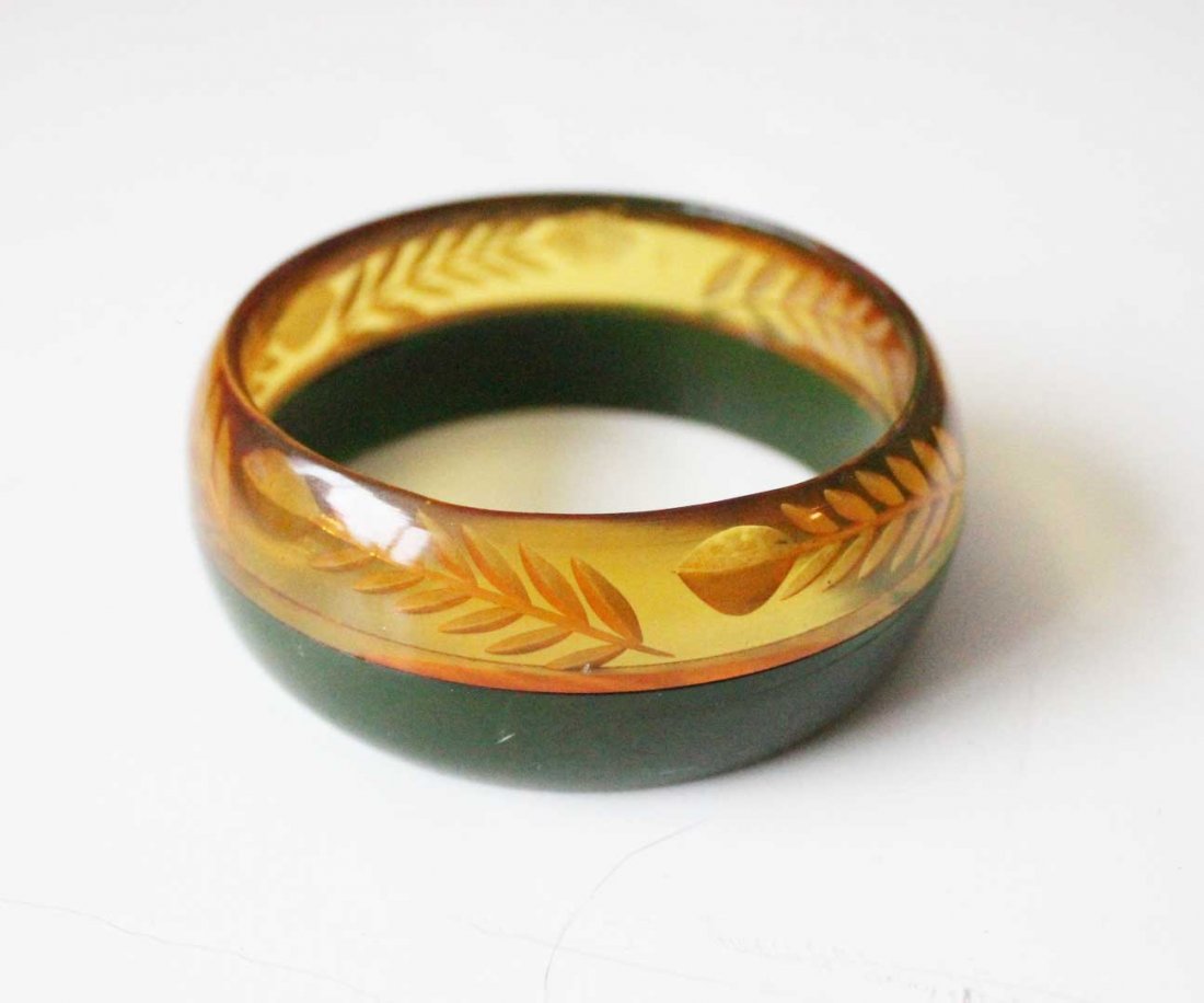 Reverse Carved Bakelite Bangle, ca. 1930's (1 of 2)