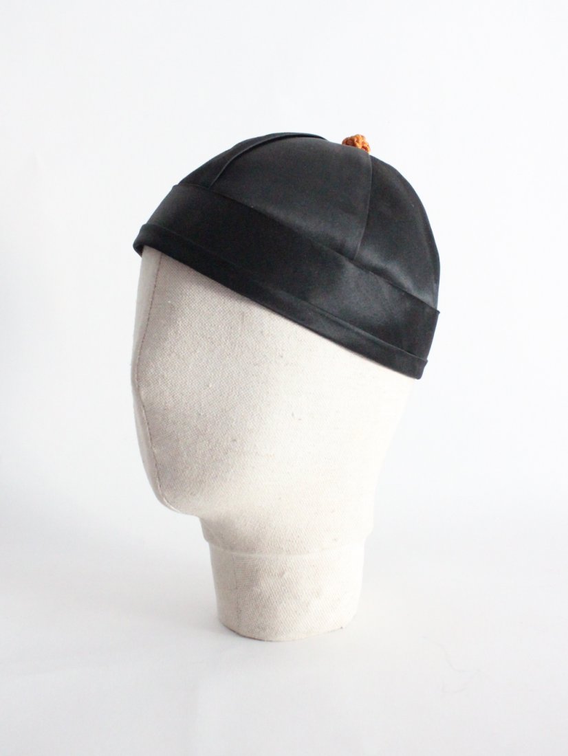 Vintage Black Silk Chinese Hat, ca. 1930's-50's (1 of 2)