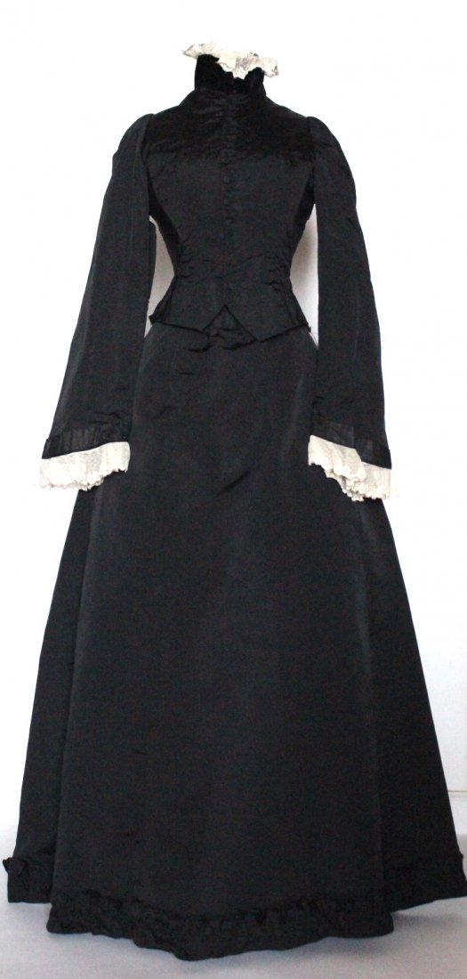 Late 19th ca Victorian Black Silk Faille Jacket & Skirt (1 of 4)