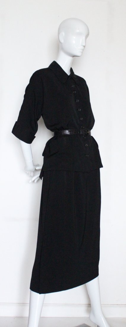 Christian Dior New York Black Gabardine Suit, ca. 1949 (1 of 5)