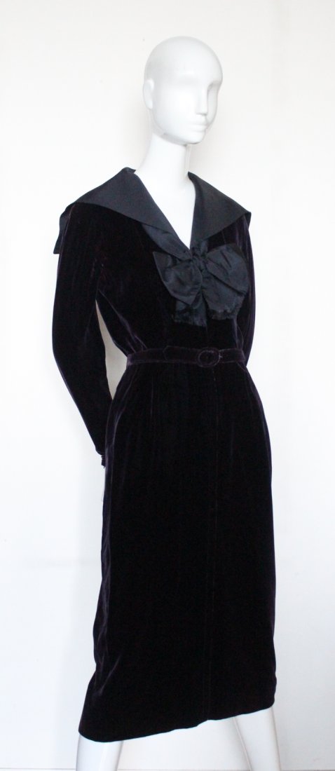Harvey Berin Karen Stark Aubergine Velvet Dress, 1950's (1 of 4)