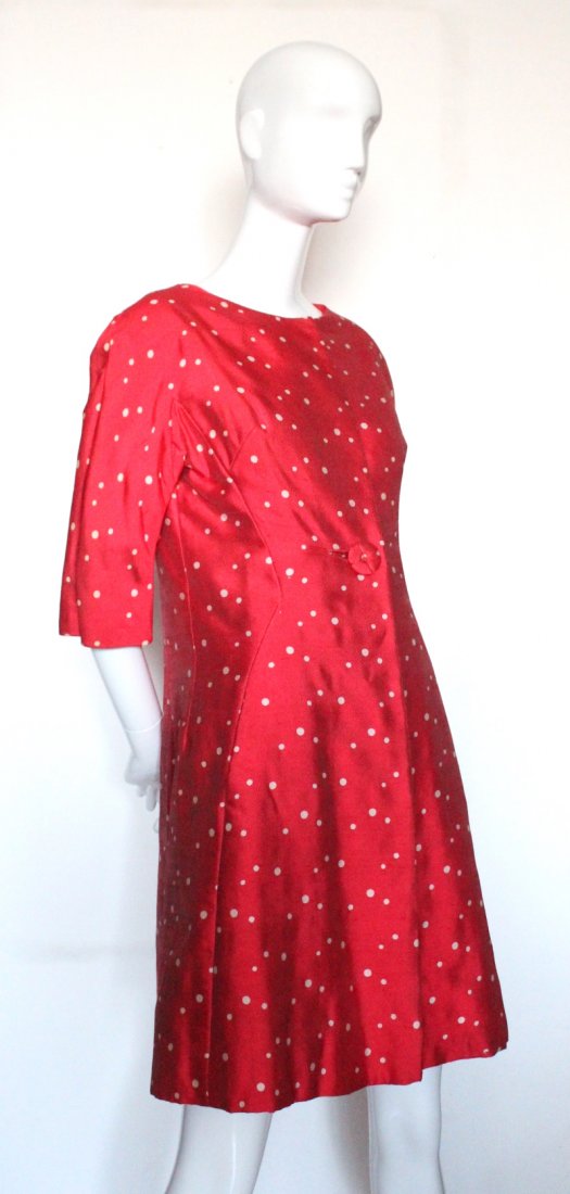 Jane Derby Red & White Polka Dot Silk Coat, S/S 1964 (1 of 6)
