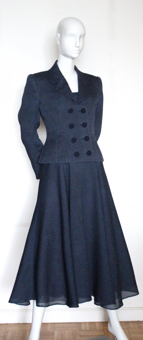 Hardy Amies Haute Couture Navy Silk Ensamble, 1960's (1 of 9)