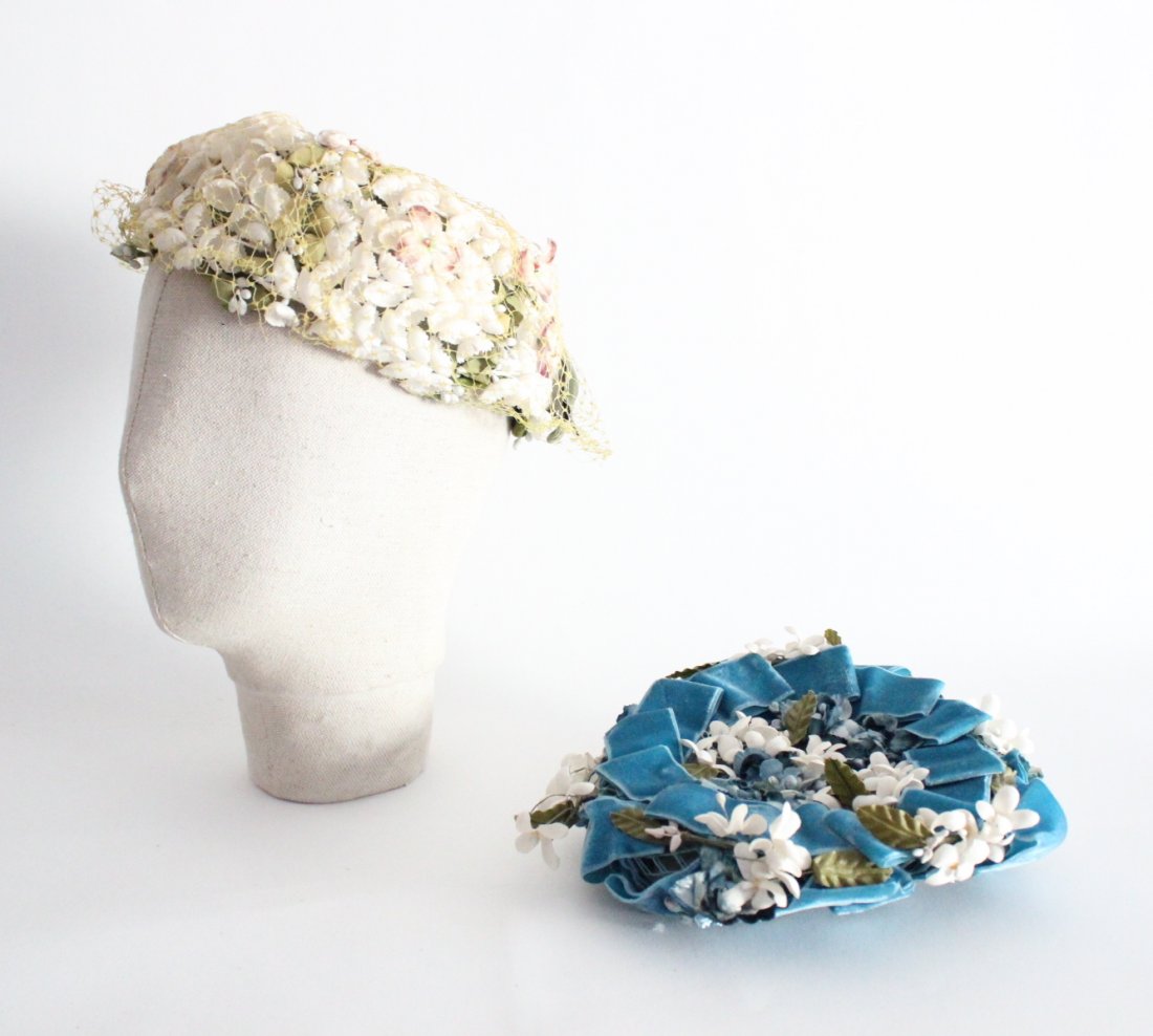 2 Union Made Floral Hats, ca. 1960's (1 of 2)