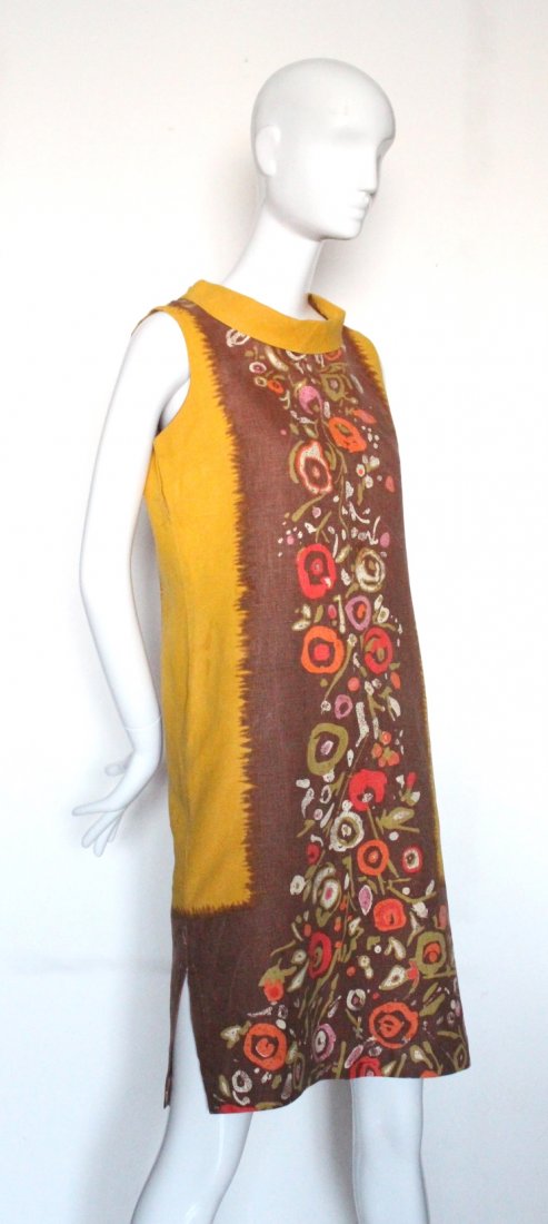 Maggie Magee Batik Print Linen Dress, ca. 1960's (1 of 4)