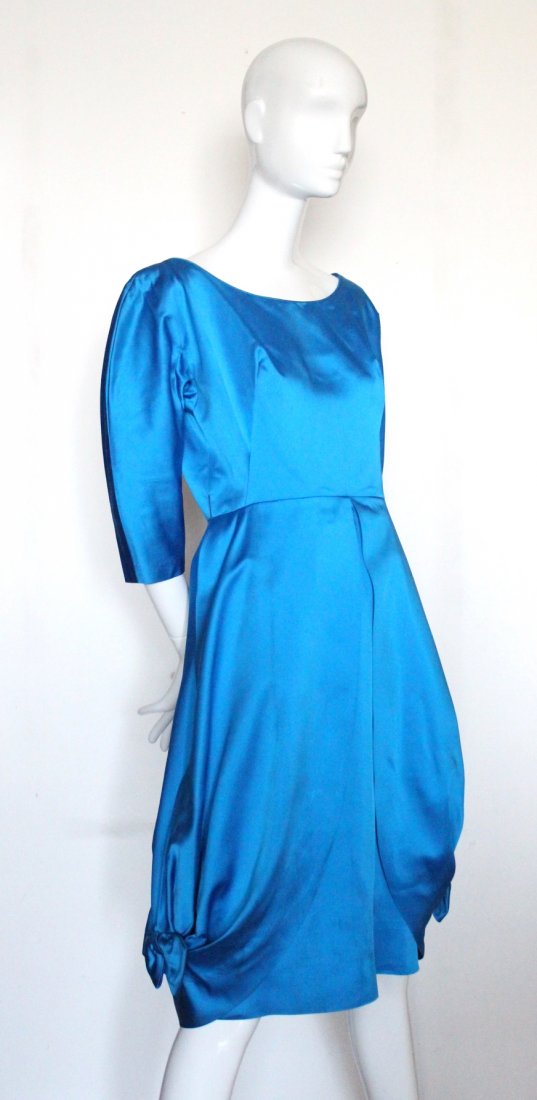 Dior by YSL Inspired Blue Satin Cocktail Dress, ca.1960 (1 of 3)