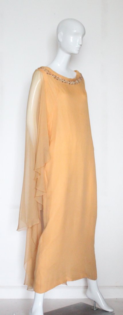 Norman Hartnel Couture Beaded Silk Dress, ca. 1970's (1 of 5)