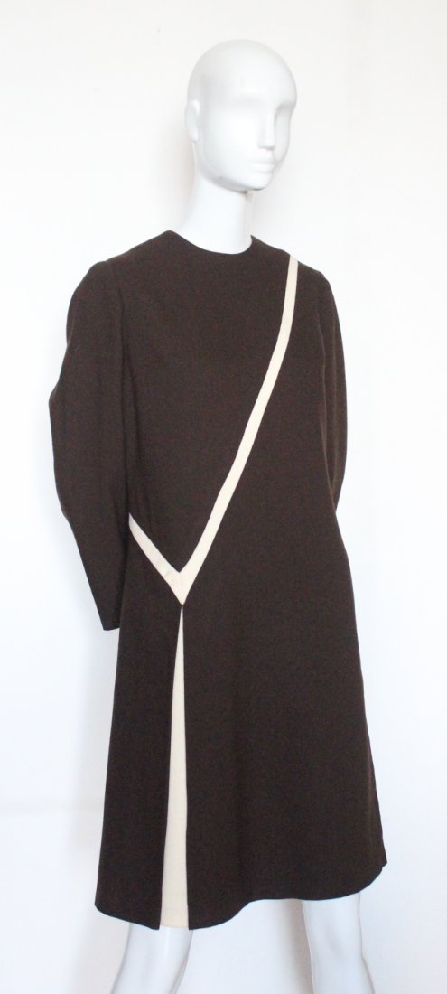 Creation Pierre Cardin Brown Wool Dress, ca. 1970's (1 of 2)