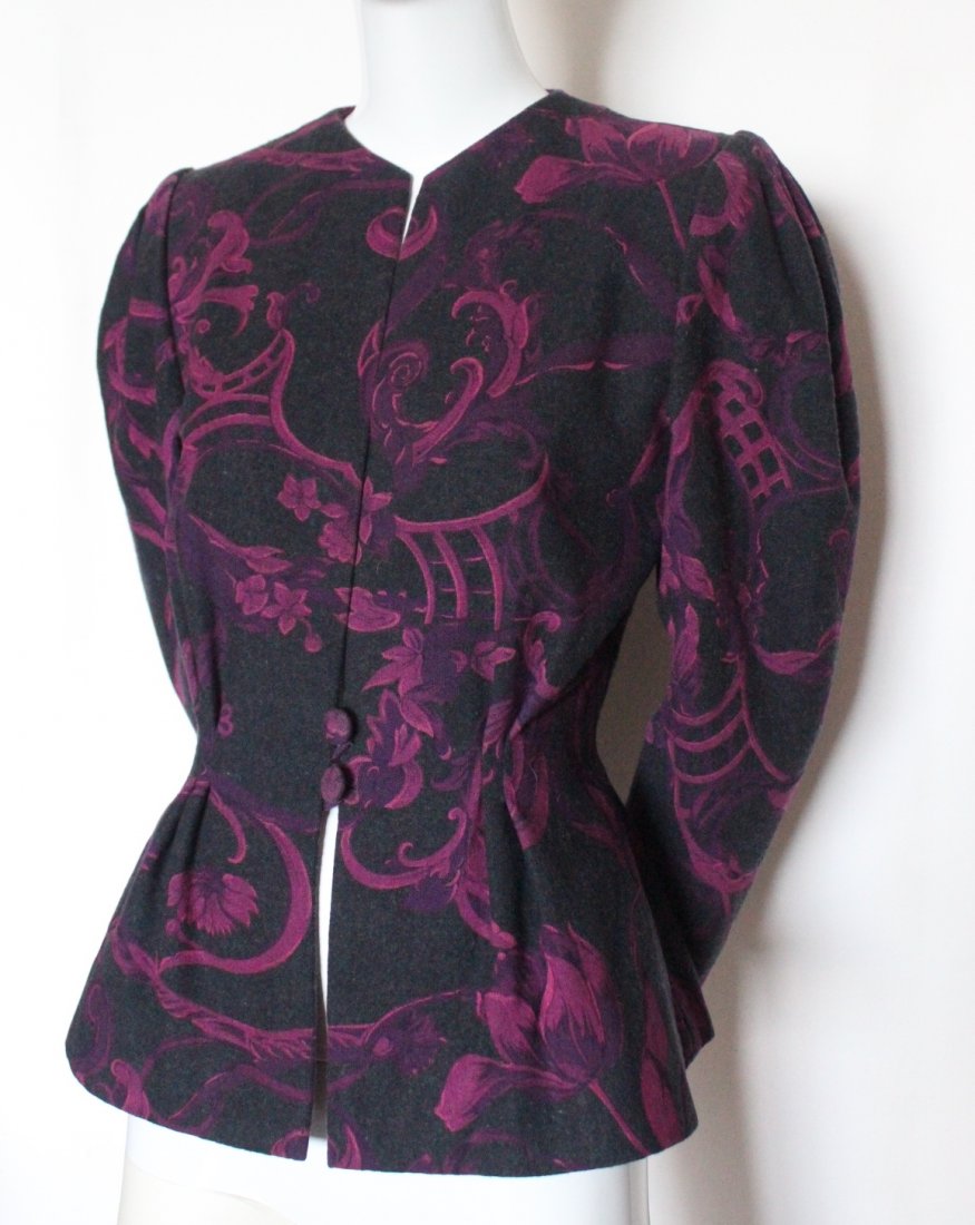 Pauline Trigere Baroque Print Wool Jacket, ca. 1980's (1 of 3)