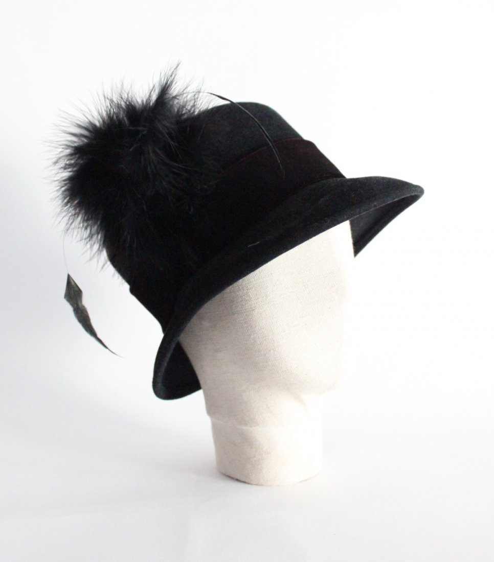 Anne Moore New York Black Fur Felt Hat, ca. 1980's (1 of 3)