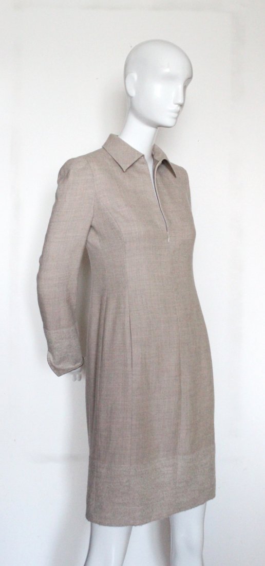 Designer Beige Cashmere Wool Dress, ca. 2000's (1 of 2)