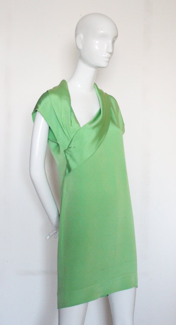 Gianni Versace Couture Green Silk Dress, S/S 1989: Gianni Versace Couture Green Silk Dress, S/S 1989