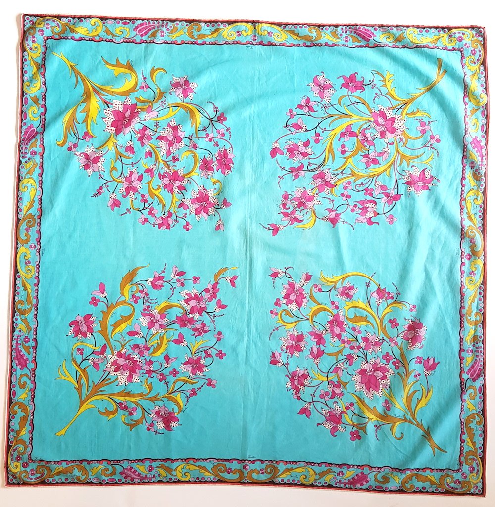 Emilio Pucci Floral Print Cotton Scarf, ca. 1960's (1 of 2)