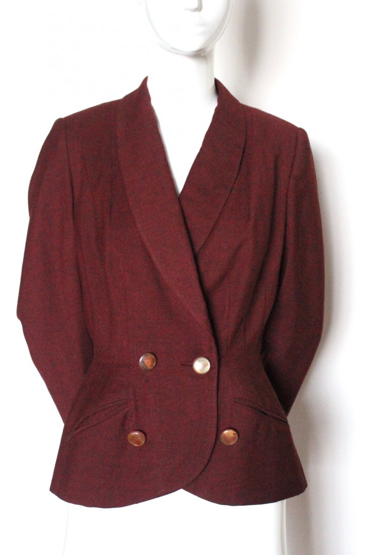 Schiaparelli Burgundy Wool Jacket, ca. early 1950's (1 of 5)