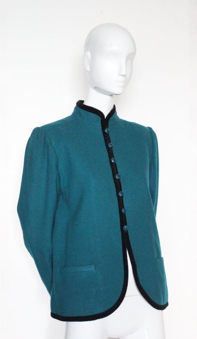 Emanuel Ungaro  Parallele Teal Wool Jacket, ca. 1970's (1 of 4)