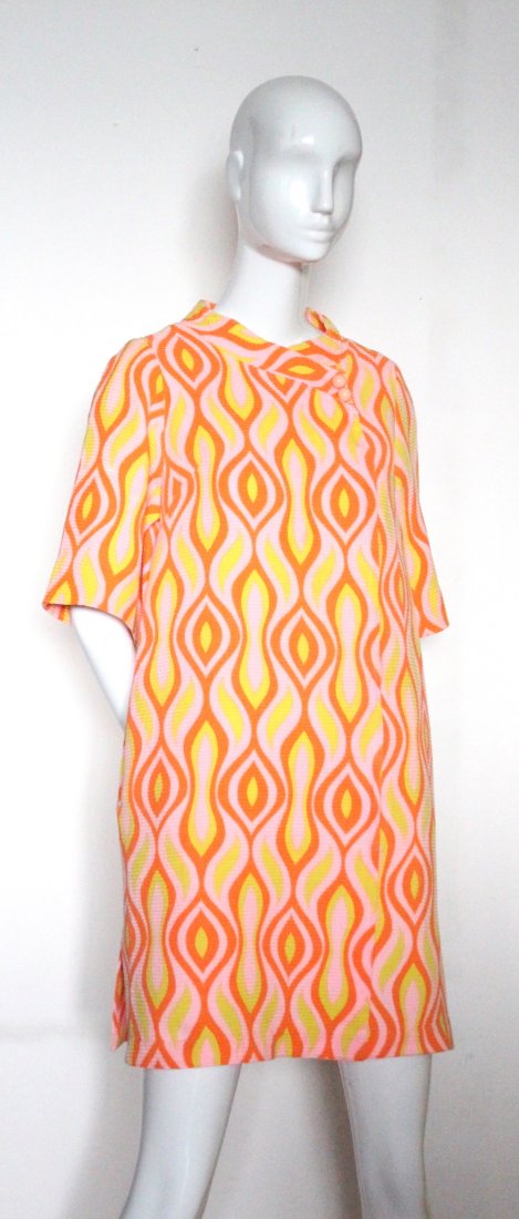 Neiman Marcus Psychedelic Print Cotton Dress, 1960's (1 of 4)