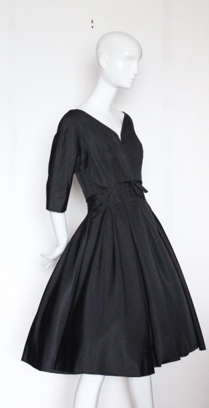 A. Goodman by Jerry Parnis Black Silk Dress,1950's (1 of 4)