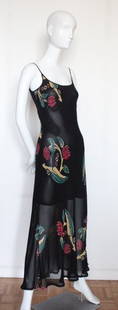 Future Ozbek Chiffon Bias Cut Dress, 1990's: Future Ozbek by Rifat Ozbek Floral Print Chiffon Bias Cut Dress, 1990's. Made in Italy. Sz. 42 IT