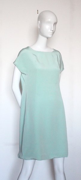 Balenciaga Edition Blue Silk Sack Dress: Balenciaga Edition Blue Silk Sack Dress, design 1960's, re-issued in 2008. Made in France, size 38. Balenciaga Edition line is for the re-issued original Cristobal Balenciaga couture designs.Â
