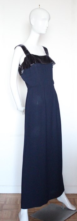 Rudolf Original Black Crepe Dress, ca. 1930's: Rudolf Original Black Crepe & Silk Velvet Dress , ca. 1930's.