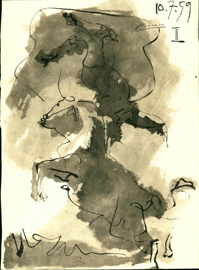 Pablo Picasso "Untitled (10.7.59 II)" Offset Lithograph (1 of 2)