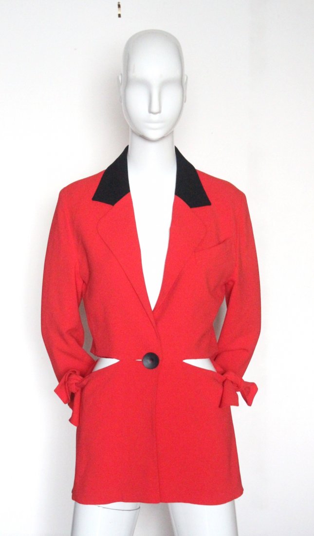 Karl Lagerfeld Red Cut Out Jacket, ca. 1990's (1 of 4)