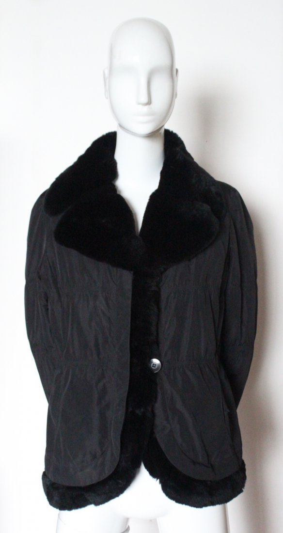 Dennis Basso Rabbit Fur Lined Nylon Jacket, ca. 1990's (1 of 3)