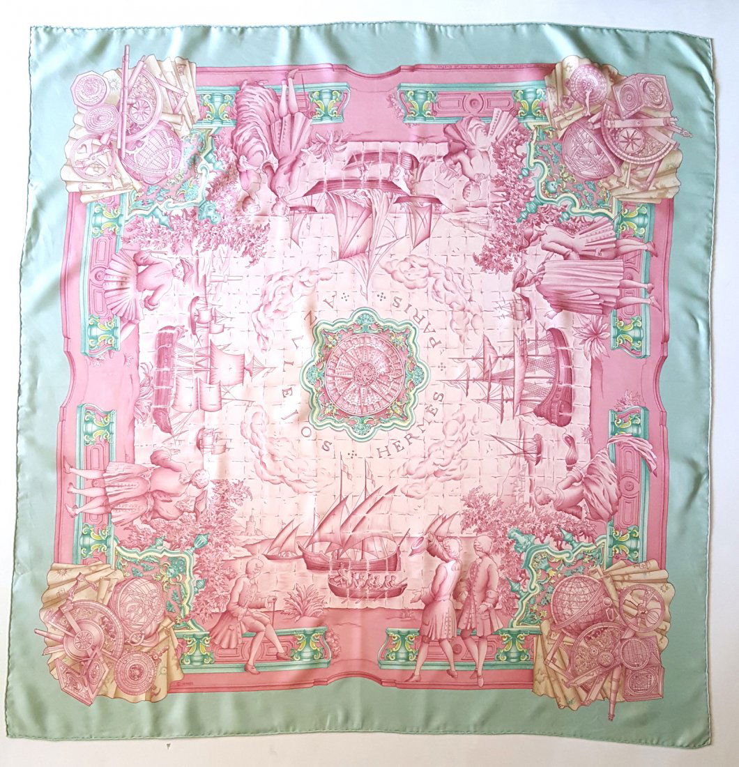 Hermes Paris 'Azulejos' Silk Twill Scarf, ca.2000's (1 of 5)