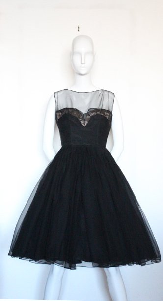 Harvey Berin Black Cocktail Dress, ca.1950's (1 of 5)