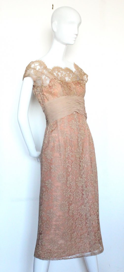 Marshall Fields & Co. Chantilly Lace Dress, ca.1960's: Marshall Fields & Co. Chantilly Lace Cocktail Dress, ca.1960's