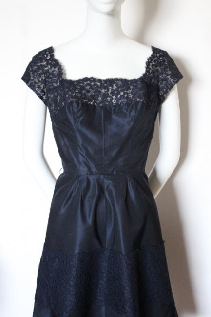 Norman Norell Silk Taffeta & Lace Dress, ca. 1960's (1 of 4)