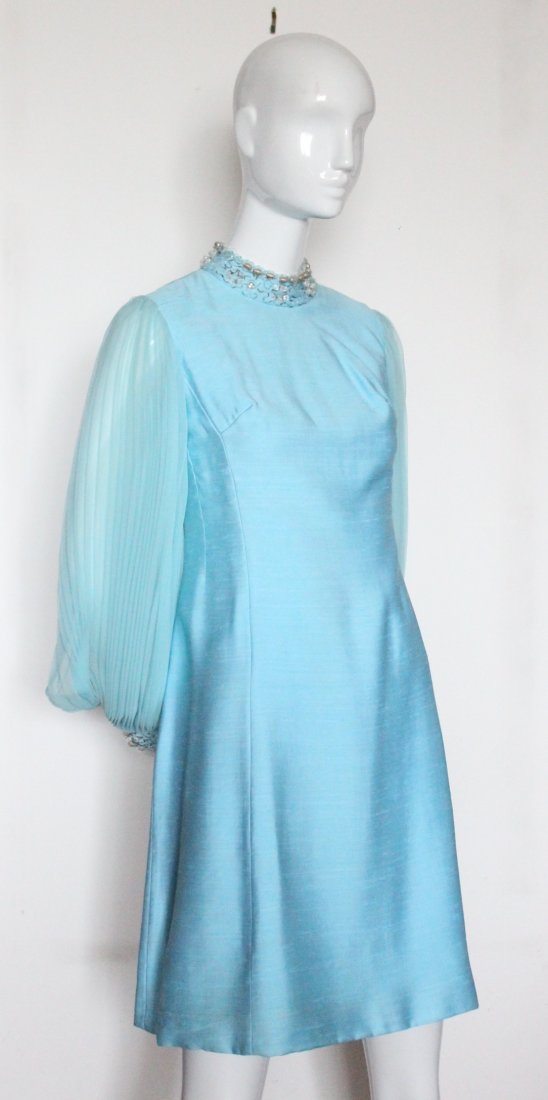 Marshall Fields French Room Blue Dress, ca. 1960's: Marshall Fields French Room Blue Dress, ca. 1960's.