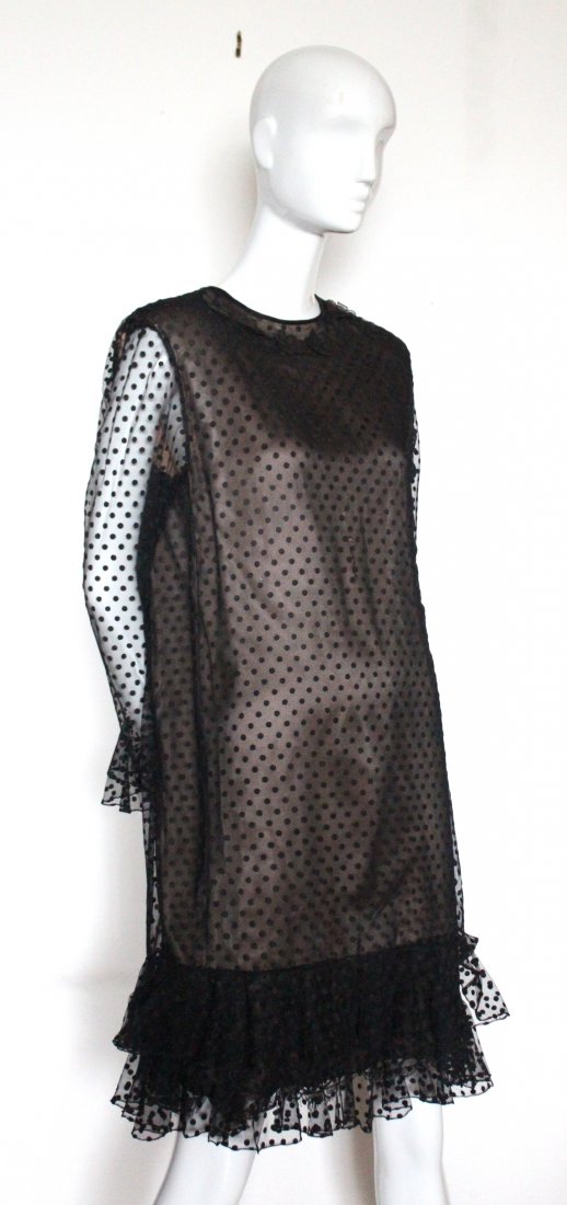 Chez Ninon Couture Polka Dot Tulle Dress, ca.1970's (1 of 4)