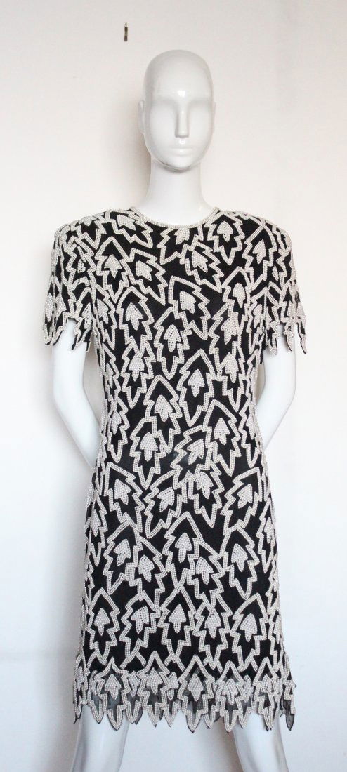 Neiman Marcus Beaded Silk Evening Dress, ca.1980's (1 of 4)