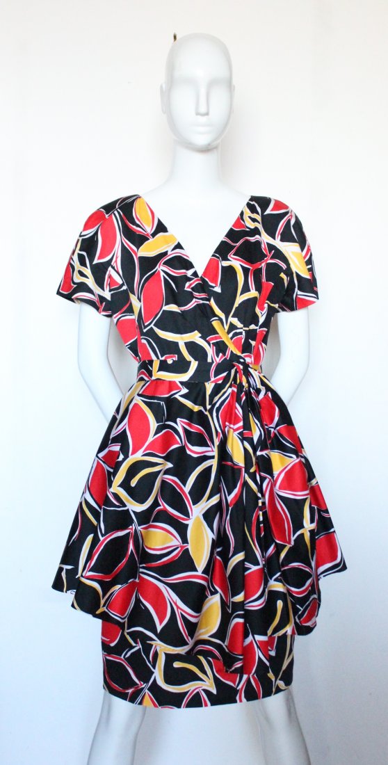 Guy Laroche Boutique Paris Cotton Dress, ca.1980's: Guy Laroche Boutique Paris Cotton Dress, ca.1980's. Made in France, sz. 42FR.