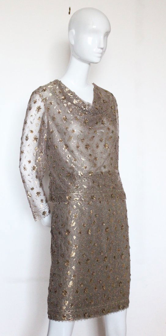 Bill Blass Embroidered Metallic Lace Suit, ca. 1990's (1 of 4)