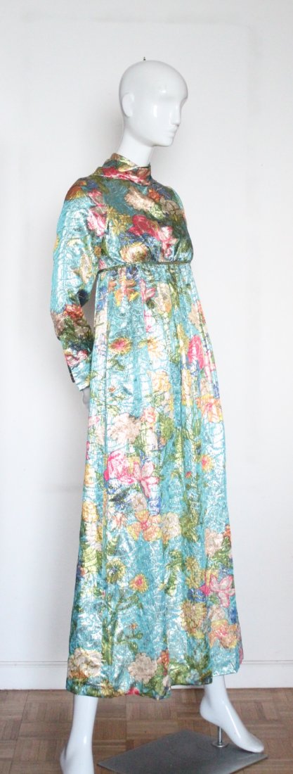 Jacques Heim Haute Couture Metallic Maxi Dress, 1960's: Jacques Heim Haute Couture Metallic Maxi Dress, ca. late 1960's. Silk lined and all seams are hand finished.