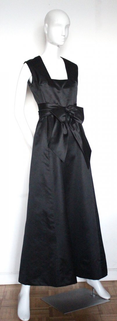 Oscar De La Renta Black Satin Evening Gown, ca. 1960's (1 of 4)