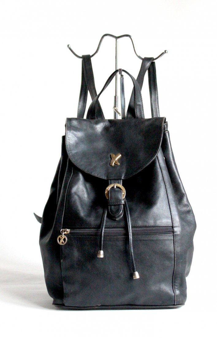 Paloma Picasso Black Leather Backpack, ca. 1980's (1 of 4)