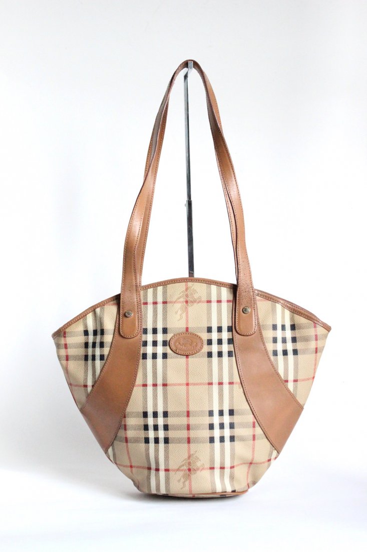 Burberry's Haymarket Canvas Shoulder Bag, 1990's (1 of 3)