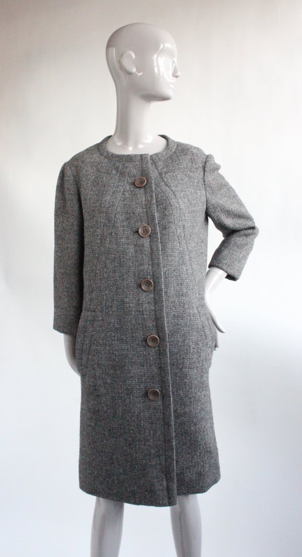 Christian Dior London Gray Wool Coat, ca. early 1960's (1 of 3)
