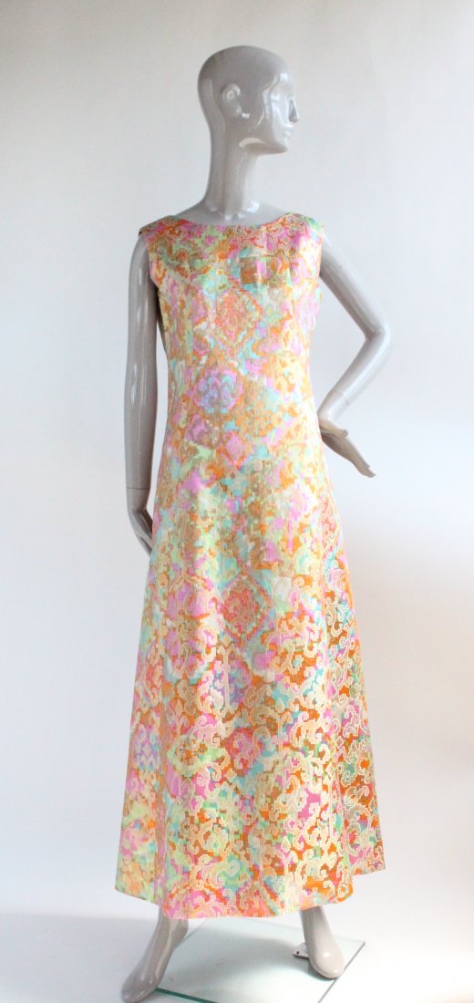 Roland Amey Couture Metallic Brocade Dress, 1970's (1 of 3)