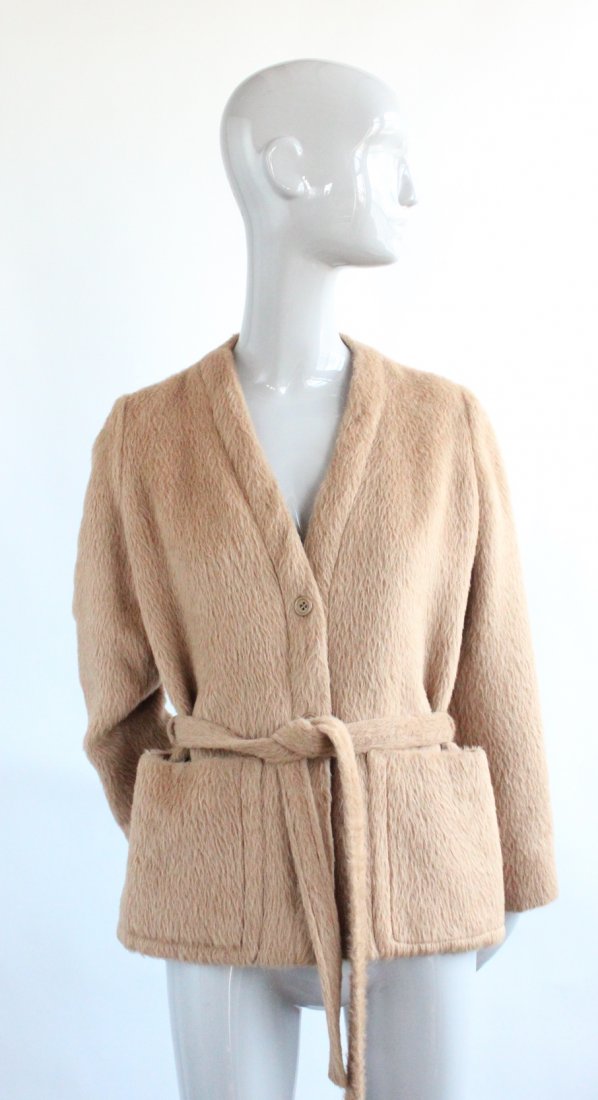 Galanos Camel Hair Jacket, ca 1970's: Galanos Camel Hair Jacket, ca 1970's. Lined with floral silk chiffon.