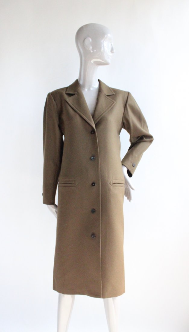Yves Saint Laurent Army Green Wool Coat, F/W 1984 (1 of 3)