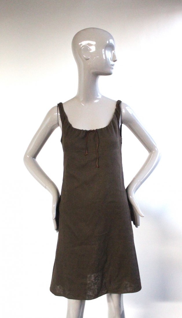 Miu Miu Brown Cotton Dress, ca. 1990's: Miu Miu Brown Cotton Dress, ca. 1990's.