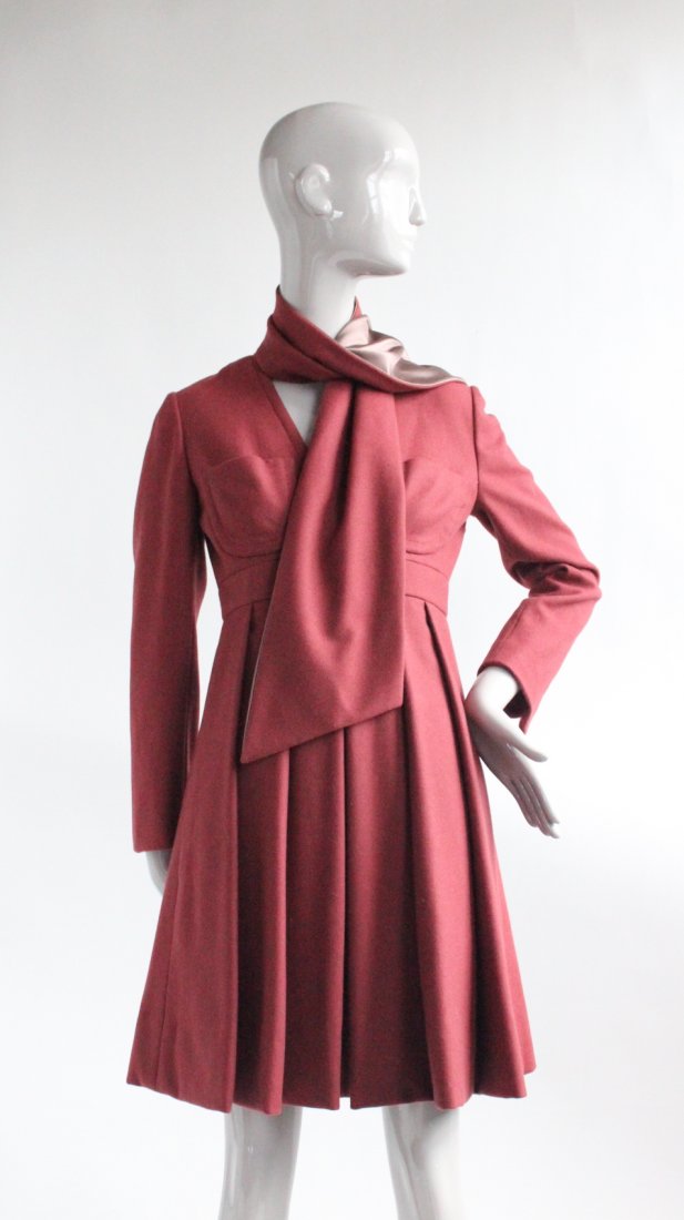 Galanos Coutre Wool Dress & Scarf, ca. 1970's (1 of 4)