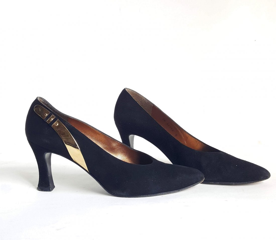 Stuart Weitzman Black Suede Pumps Sz 8.5, c. 1980's (1 of 3)
